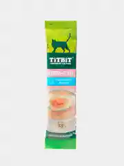 Крем-суп для кошек Titbit с кусочками лосося, 16 штук по 10г