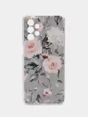 Кораллово-розовый чехол силиконовый на Samsung Galaxy A23 / Самсунг А23 прозрачный с рисунком, защита камеры