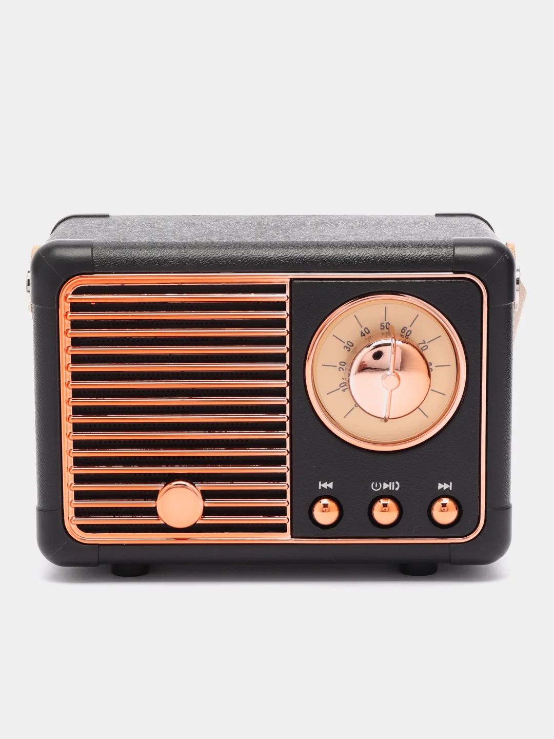 Черный колонка "Ретро радио" портативная, Fm, USB, Bluetooth