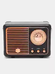 Черный колонка "Ретро радио" портативная, Fm, USB, Bluetooth