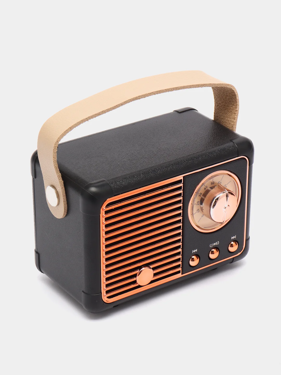 Черный колонка "Ретро радио" портативная, Fm, USB, Bluetooth