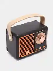 Черный колонка "Ретро радио" портативная, Fm, USB, Bluetooth