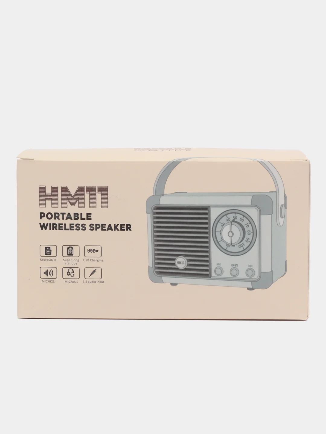 Бежевый колонка "Ретро радио" портативная, Fm, USB, Bluetooth