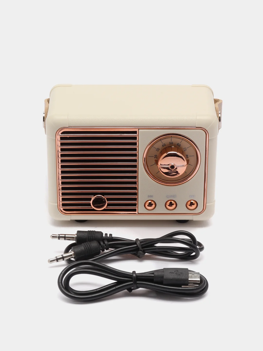 Бежевый колонка "Ретро радио" портативная, Fm, USB, Bluetooth