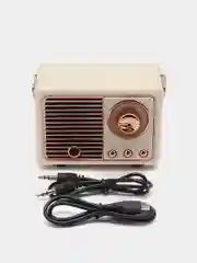 Бежевый колонка "Ретро радио" портативная, Fm, USB, Bluetooth