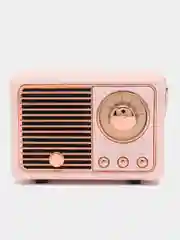 Розовый колонка "Ретро радио" портативная, Fm, USB, Bluetooth
