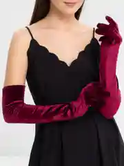 Бордовый перчатки женские длинные / короткие бархатные черные