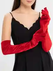 Красный перчатки женские длинные / короткие бархатные черные