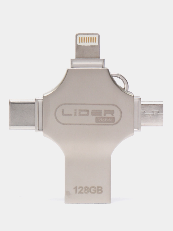 Flash-накопитель, 4 в 1, USB, Type-C, Lightning, Micro-USB
