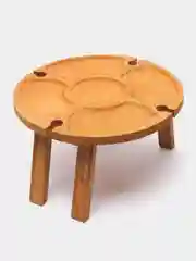 Бежевый столик винный, поднос, менажница, раскладной, деревянный, 30x30х16 см