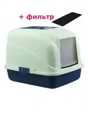 Тёмно-серый туалет для кошек, закрытый, с совком и угольным фильтром