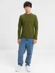 Оливковый лонгслив мужской