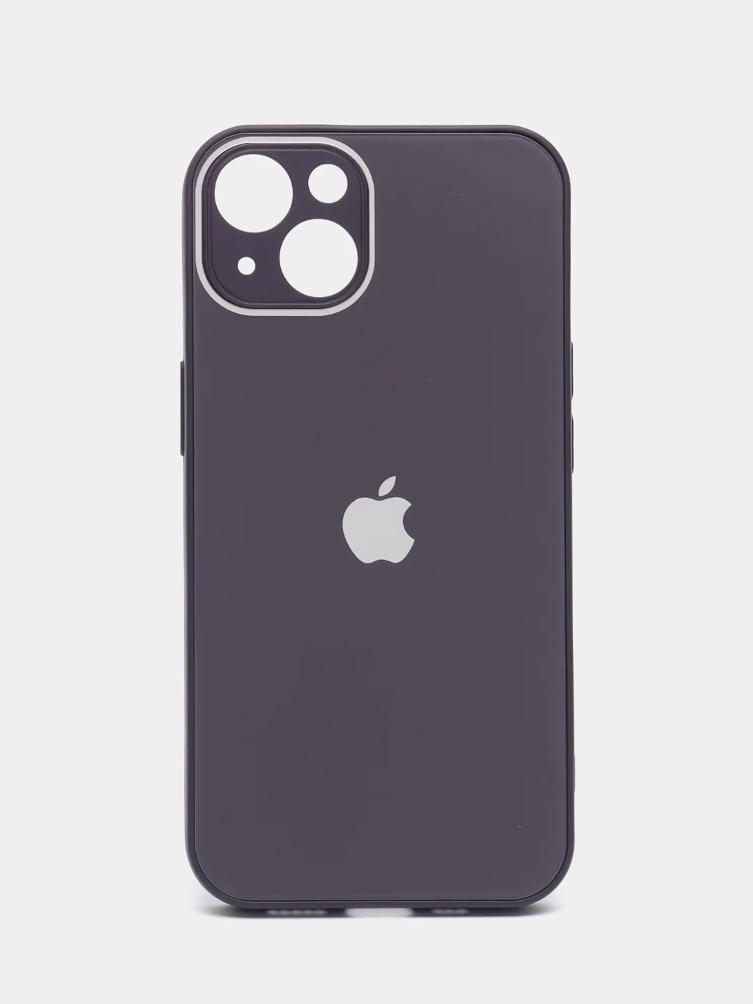 Фиолетовый силиконовый чехол на iPhone 13, 13 Pro, 13 Pro Max, со стеклянной панелью