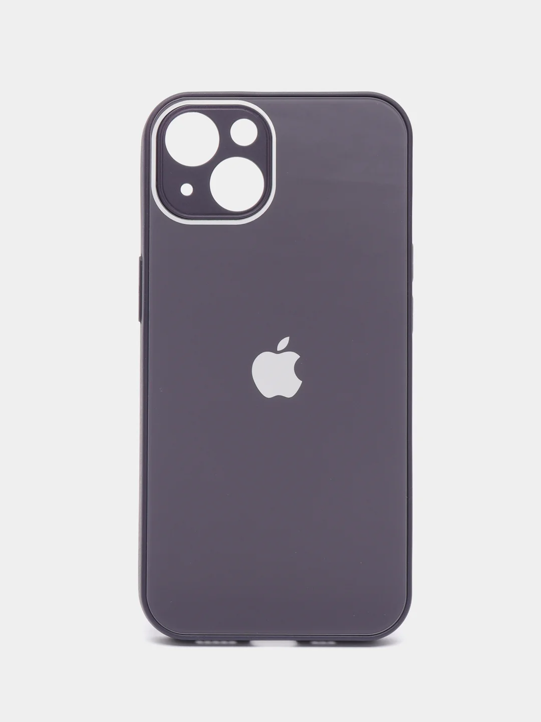 Пурпурный чехол силиконовый со стеклянной панелью для iPhone 13