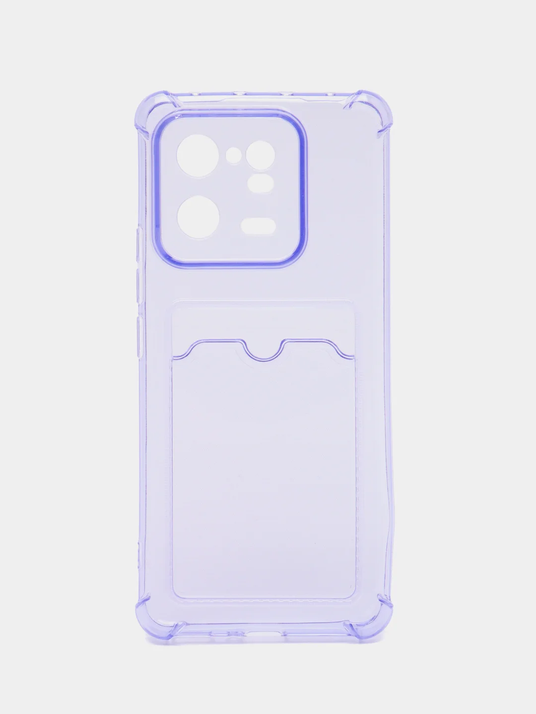 Светло-синий силиконовый чехол для Xiaomi 13 Pro (Сяоми 13 Про), с карманом для карт, прозрачный