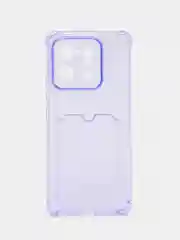 Светло-синий силиконовый чехол для Xiaomi 13 Pro (Сяоми 13 Про), с карманом для карт, прозрачный