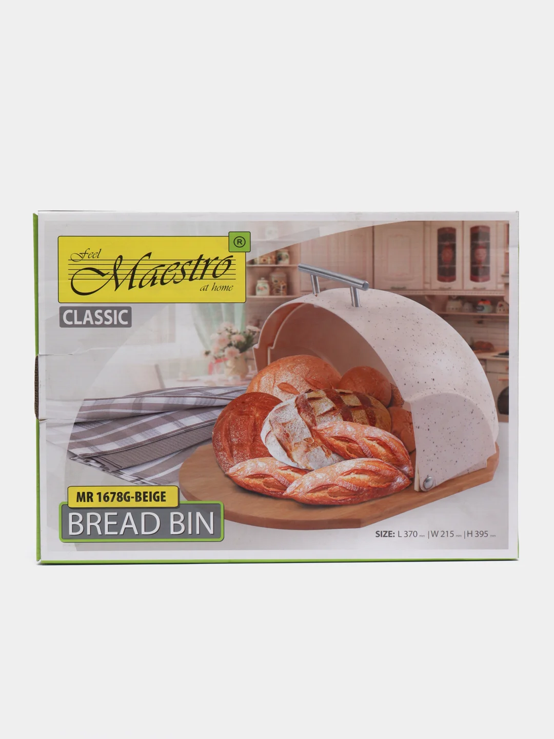 Хлебница Maestro MR-1678G-BEIGE Granite, бежевая
