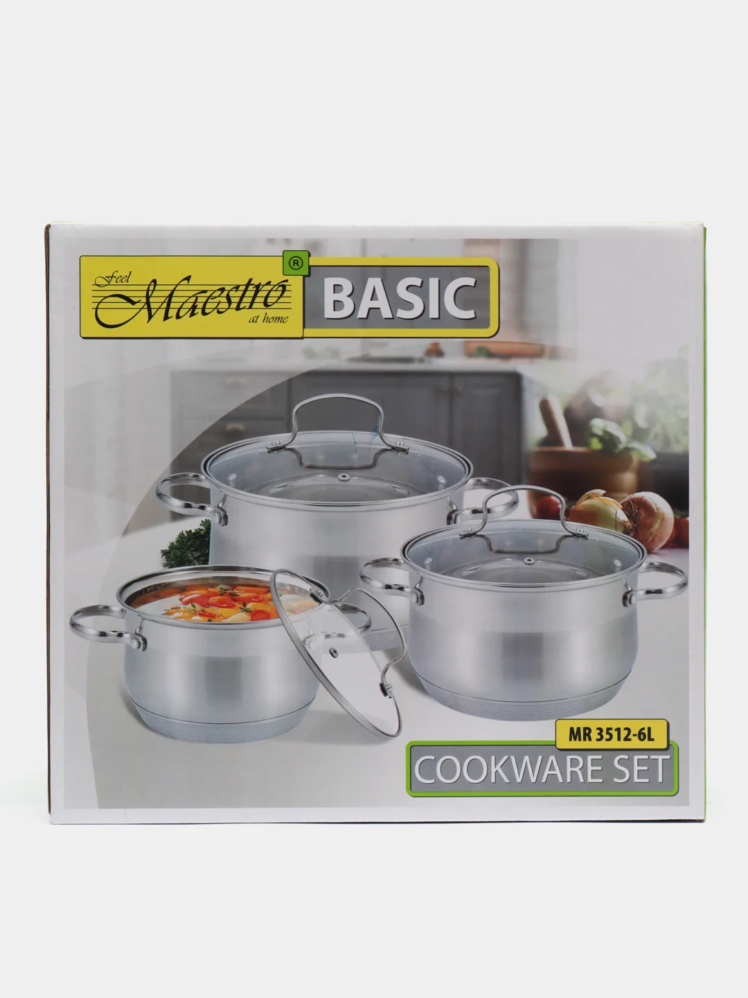 Набор кастрюль Maestro MR-3512-6L 2.9, 5.1, 6.5 л, из 6 предметов