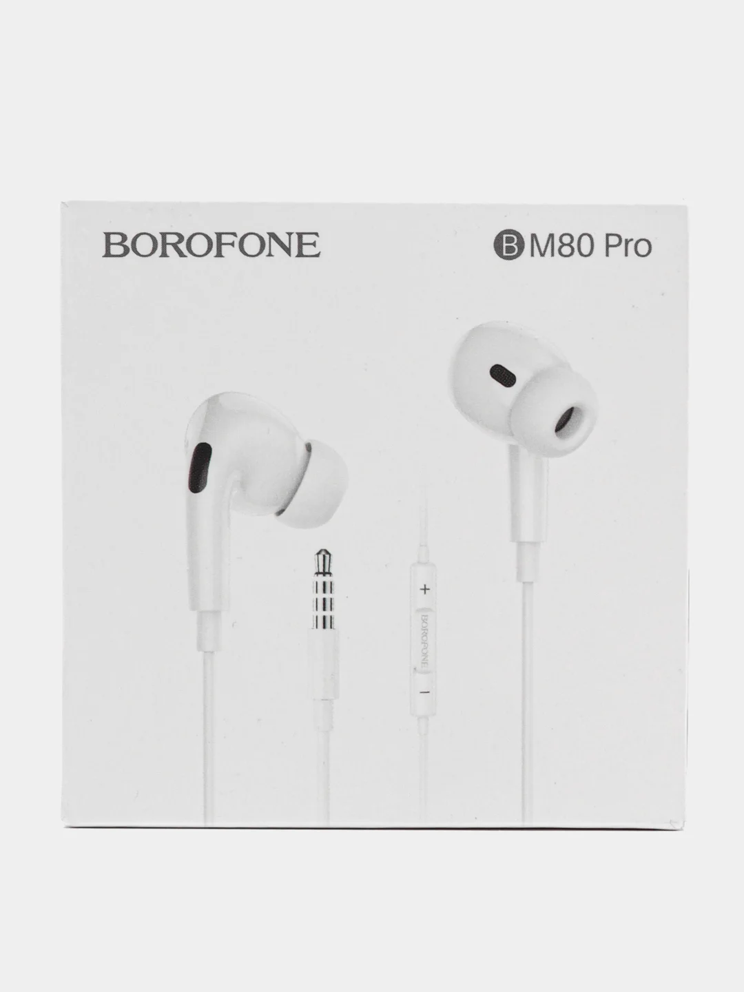 Серый меланж наушники с микрофоном Borofone для iPhone и Android, с разъёмом 3.5 Jack
