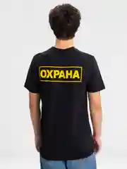 Черный мужская однотонная форменная футболка охранника, черная, принт "ОХРАНА"