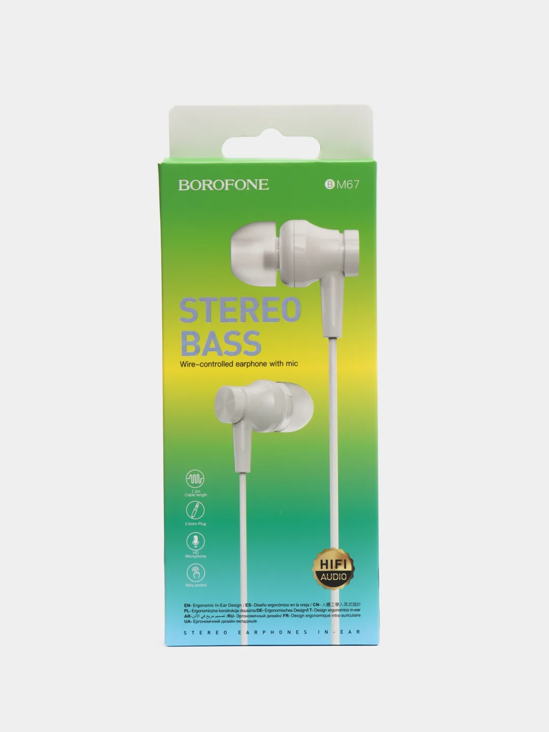 Слоновая кость наушники с микрофоном Borofone для iPhone и Android, с разъёмом 3.5 Jack