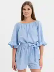 Голубой комбинезон летний