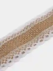 Белый лента из джута с кружевом декоративная, 2 метра