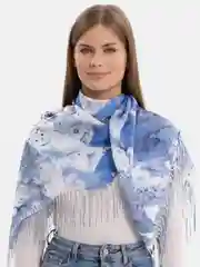 Синий платок женский, хлопковый, на шею, голову, весна, летний