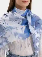 Синий платок женский, хлопковый, на шею, голову, весна, летний