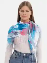Голубой платок женский, хлопковый, на шею, голову, весна, летний