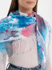 Голубой платок женский, хлопковый, на шею, голову, весна, летний