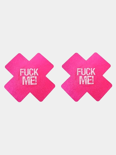 Пэстисы наклейки на грудь Fuck me, кресты на соски, стикини, самоклеющиеся накладки