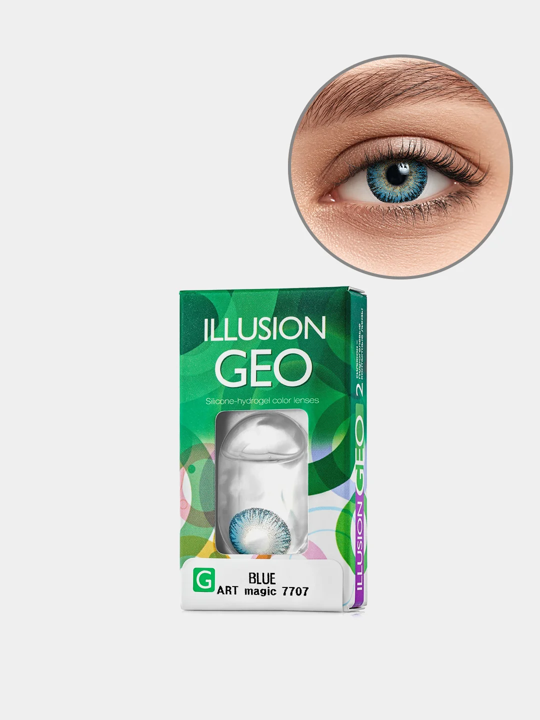 Голубой цветные контактные линзы ILLUSION GEO Magic 8,6/ 14,2/ от -0,5D до -6,0D