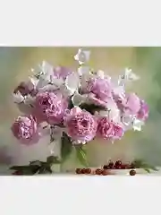 Белый алмазная мозаика  без подрамника  Цветы, Букет   30/40 см