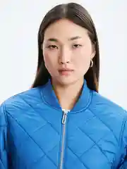 Синий стеганый бомбер женский Zarina