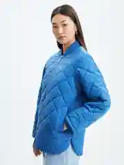 Синий стеганый бомбер женский Zarina