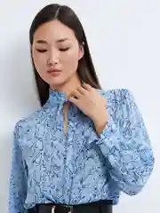 Голубой блузка из вискозы женская Zarina
