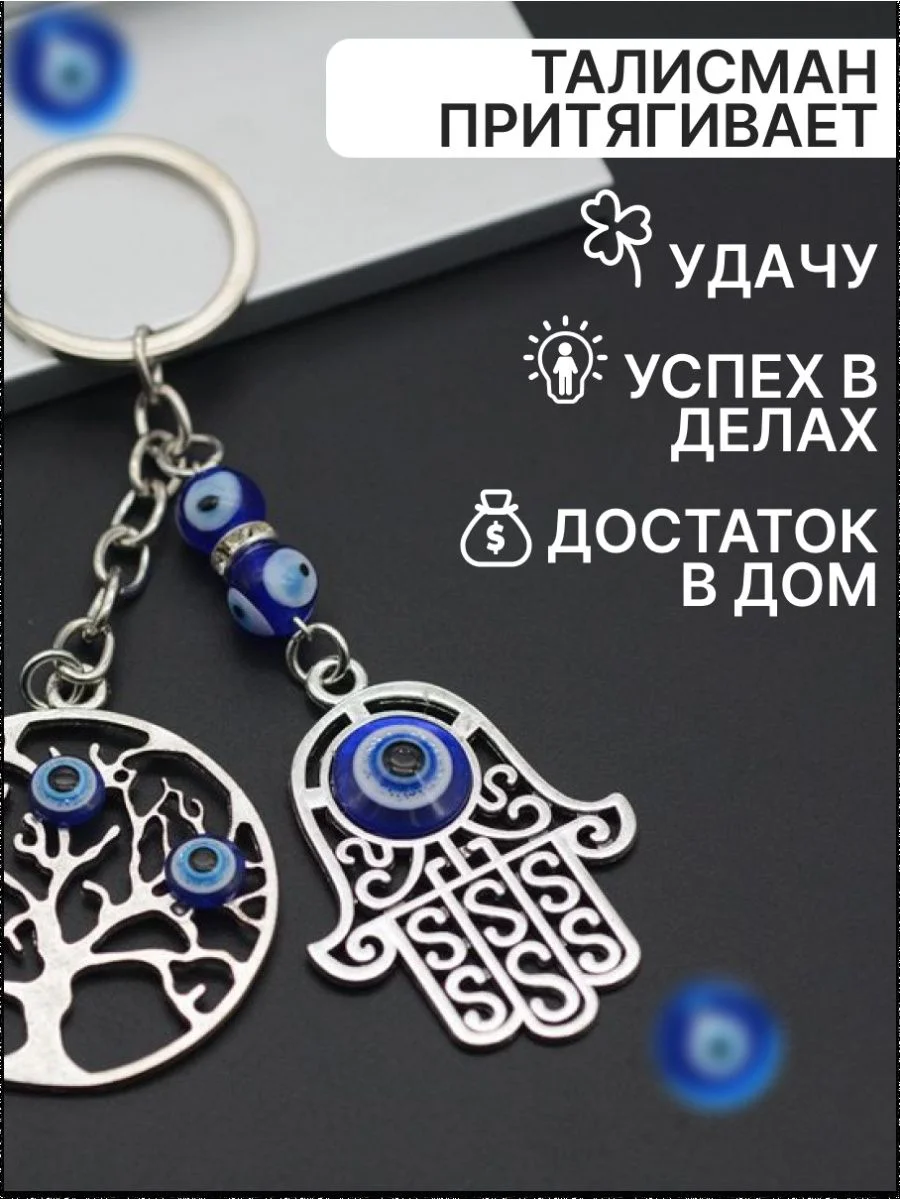 Брелок для ключей оберег рука хамса турецкий глаз фатимы