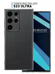 Чехол для Samsung Galaxy S23 Ultra силиконовый ROSCO прозрачный с бортиком- защитой камер