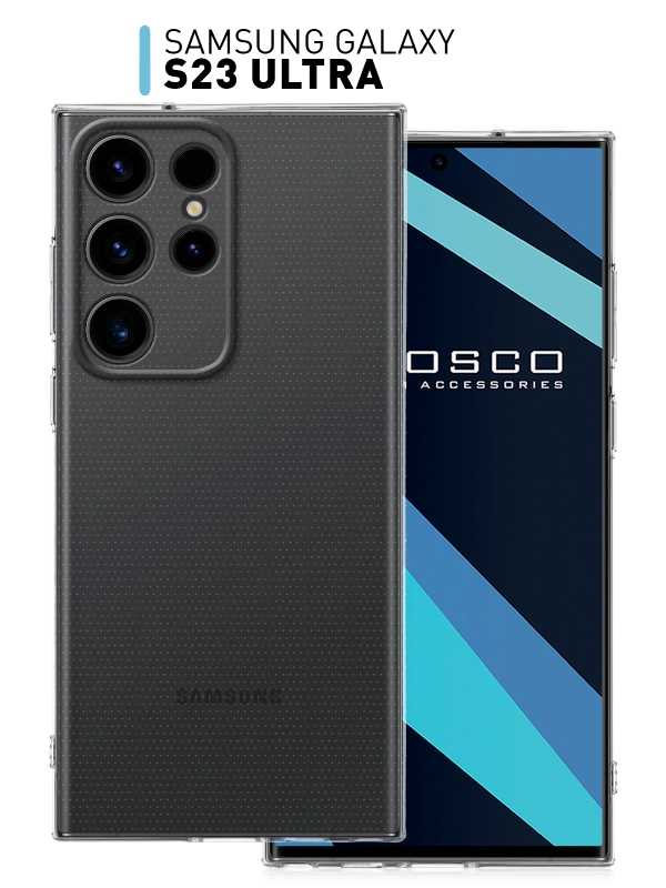 Чехол для Samsung Galaxy S23 Ultra силиконовый ROSCO прозрачный с бортиком- защитой камер