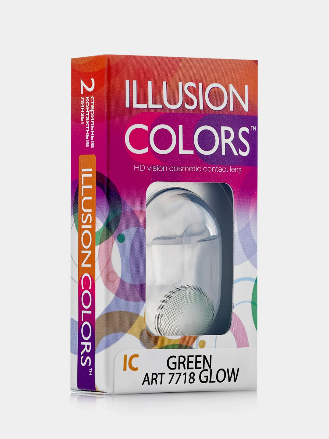 Зеленый цветные контактные линзы ILLUSION GLOW 8,6/ 14,2/ 0.00