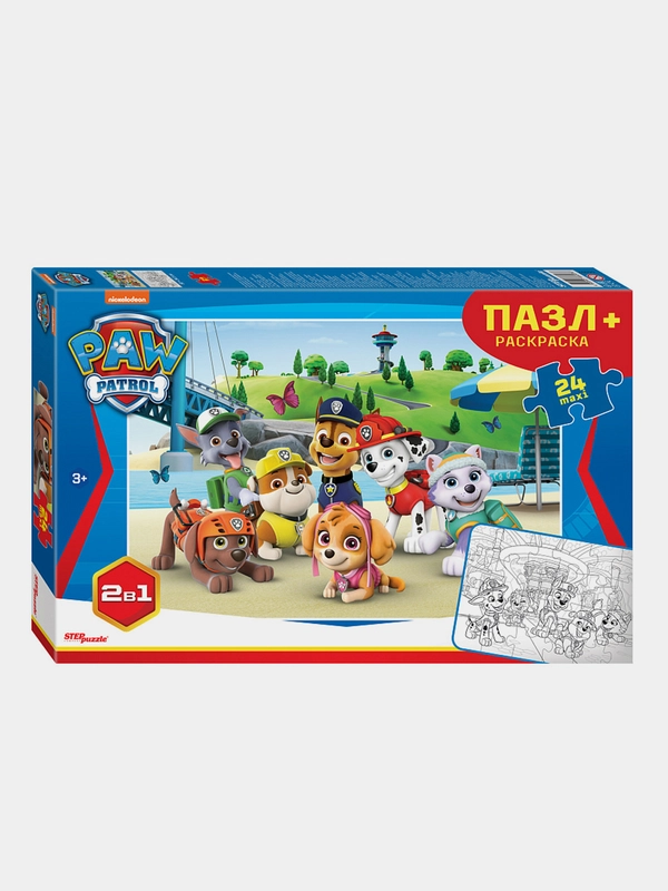 Мозаика "puzzle" maxi 24 + раскраска "Щенячий патруль" (Никелодеон)