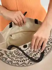 Бежевый сумка шоппер женская, пляжная сумка, летняя сумка, из джута