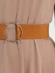 Красный пояс с круглой металлической пряжкой, эластичный ремень