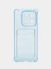 Прозрачный силиконовый чехол для Xiaomi 13 Pro (Сяоми 13 Про), с карманом для карт, прозрачный