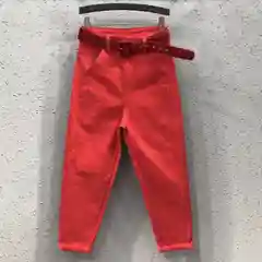 Джинсы Mom, женские, красные