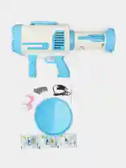 Голубой генератор мыльных пузырей пистолет "Bubble Blaster Bazooka" 64 отверстия, автомат Базука