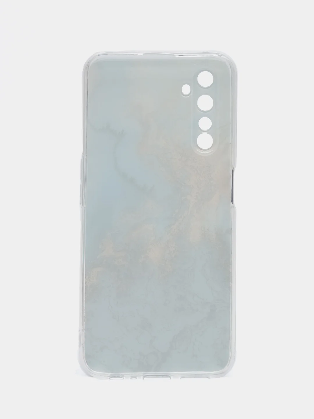 Бирюзовый силиконовый чехол на Realme 6 Pro / Реалми 6 Про прозрачный, с рисунком, защита камеры