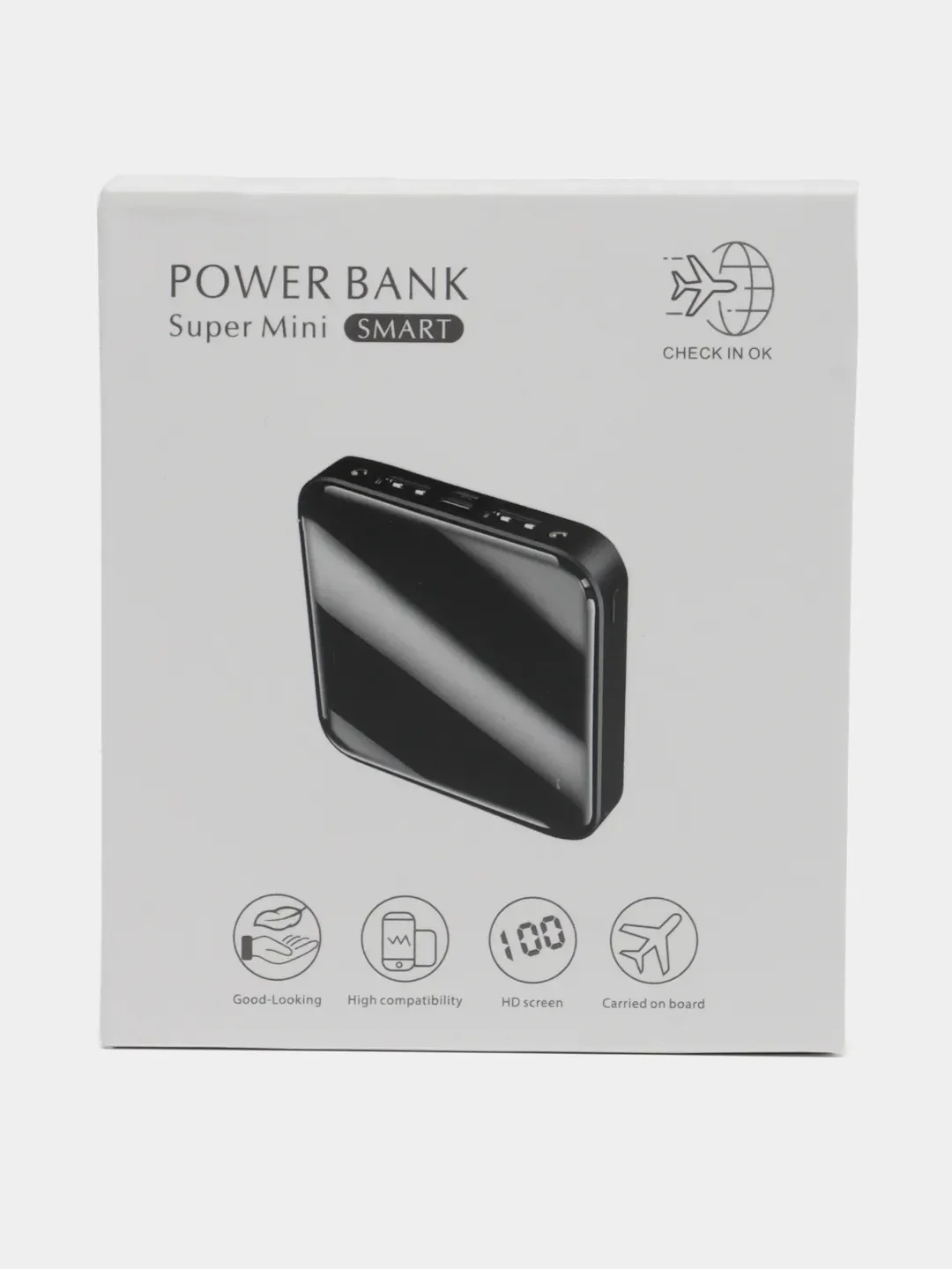 Красный внешний аккумулятор Power Bank 10000 mah с фонариком