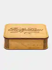 Желтый коробка подарочная, деревянная шкатулка, упаковка для подарков "Поздравляю"